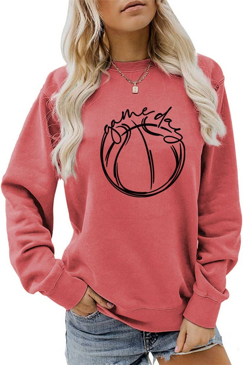 CWTTL0999_WOMEN GAME DAY PRINTING PULLOVER TEE T SHIRTS