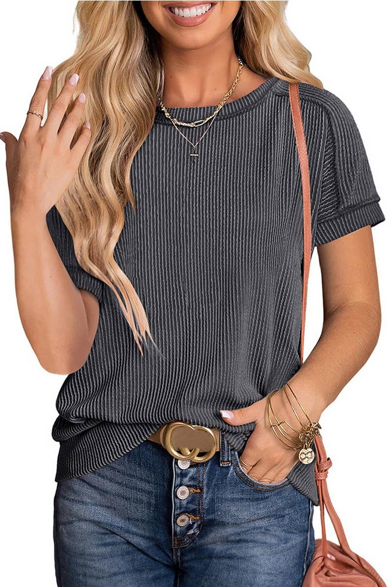 CWTBLS1816_SUMMER ROUND NECK SHORT SLEEVE LOOSE T-SHIRT