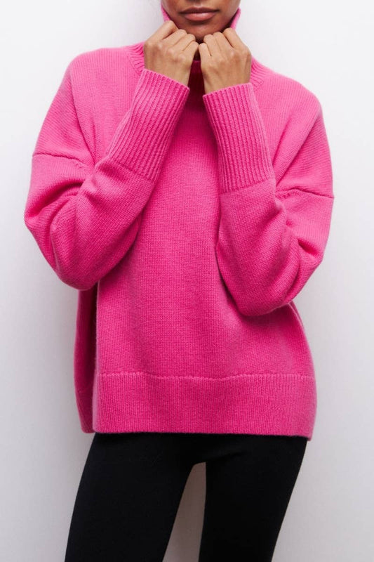 CWOSWL6629_TURTLENECK SOLID COLOR LONG-SLEEVED SWEATER