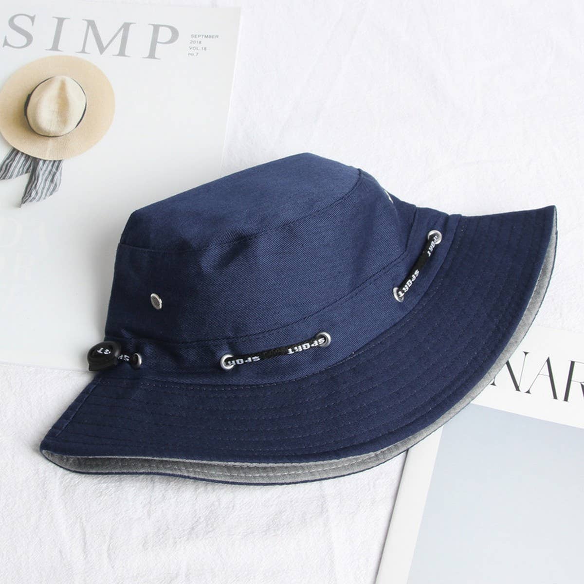 CWAH1519_SOLID COLOR CASUAL REVERSIBLE SUNSCREEN BUCKET HAT