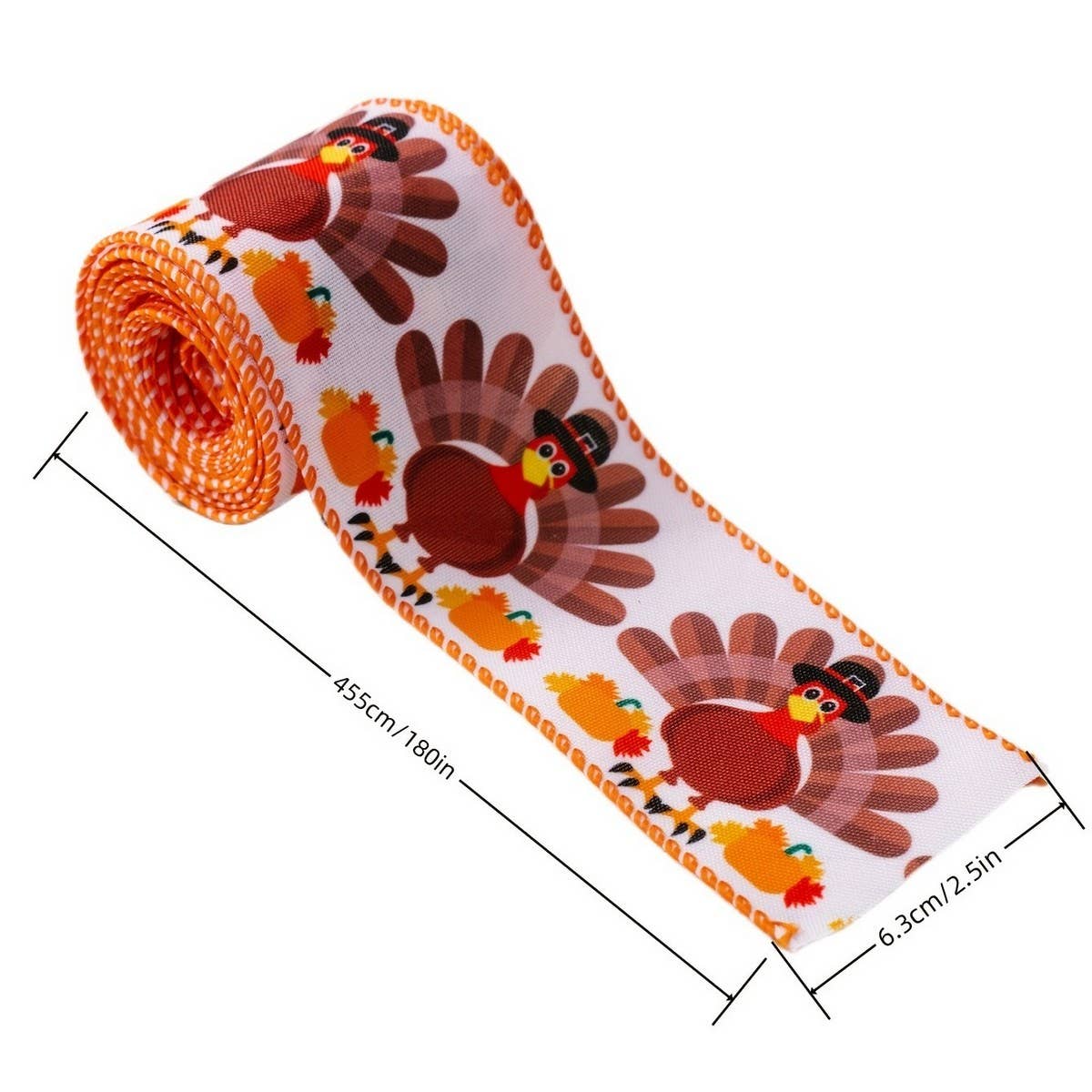 CWMM10206_THANKSGIVING RIBBON SET PUMPKIN PLAID FARMHOUSE