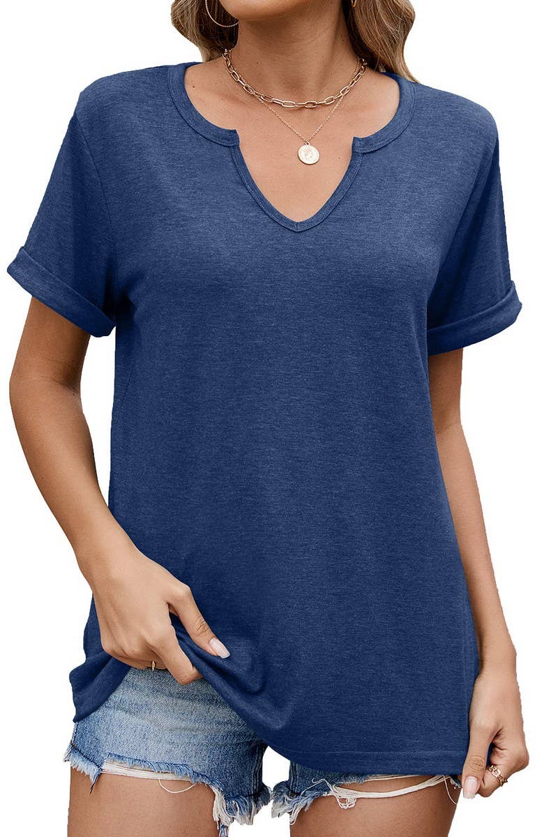 CWTTS1339_SUMMER NEW V-NECK LOOSE SHORT-SLEEVED T-SHIRT