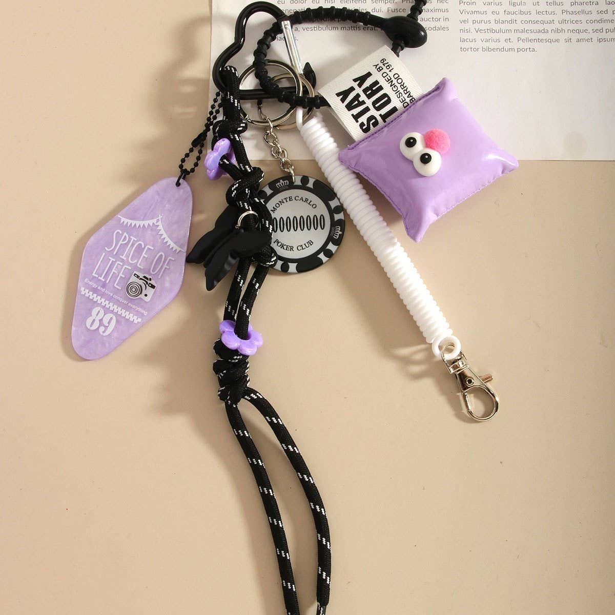 Cartoon Eye Pillow Keychain with Chip Detail_CWMM7816
