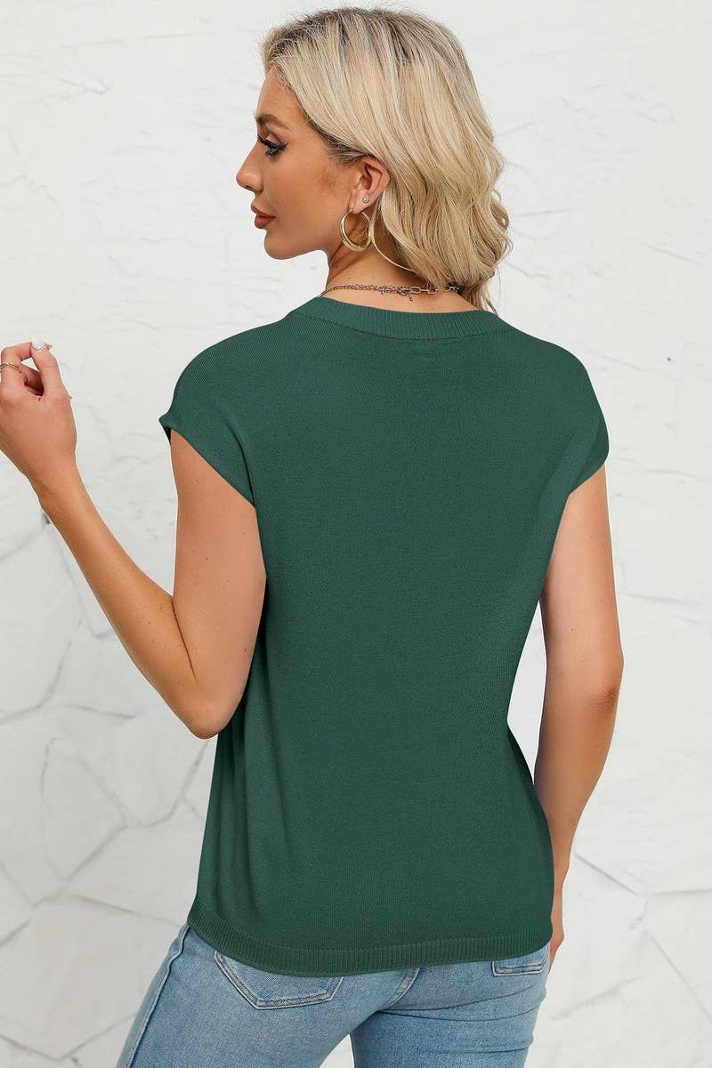 CWOSWS0070_CREW NECK CASUAL KNITTED PULLOVER TOP