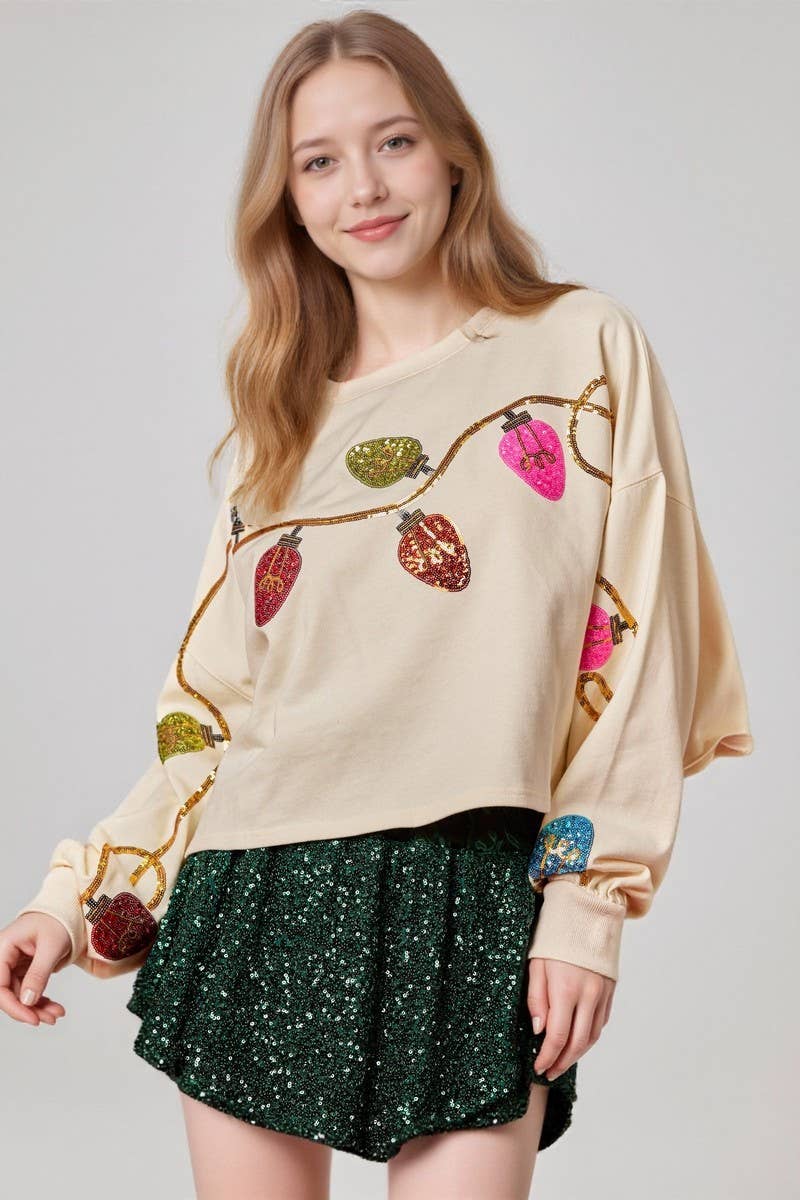 CWTBLL01270_CHRISTMAS BELL SEQUIN CROP SWEATSHIRT