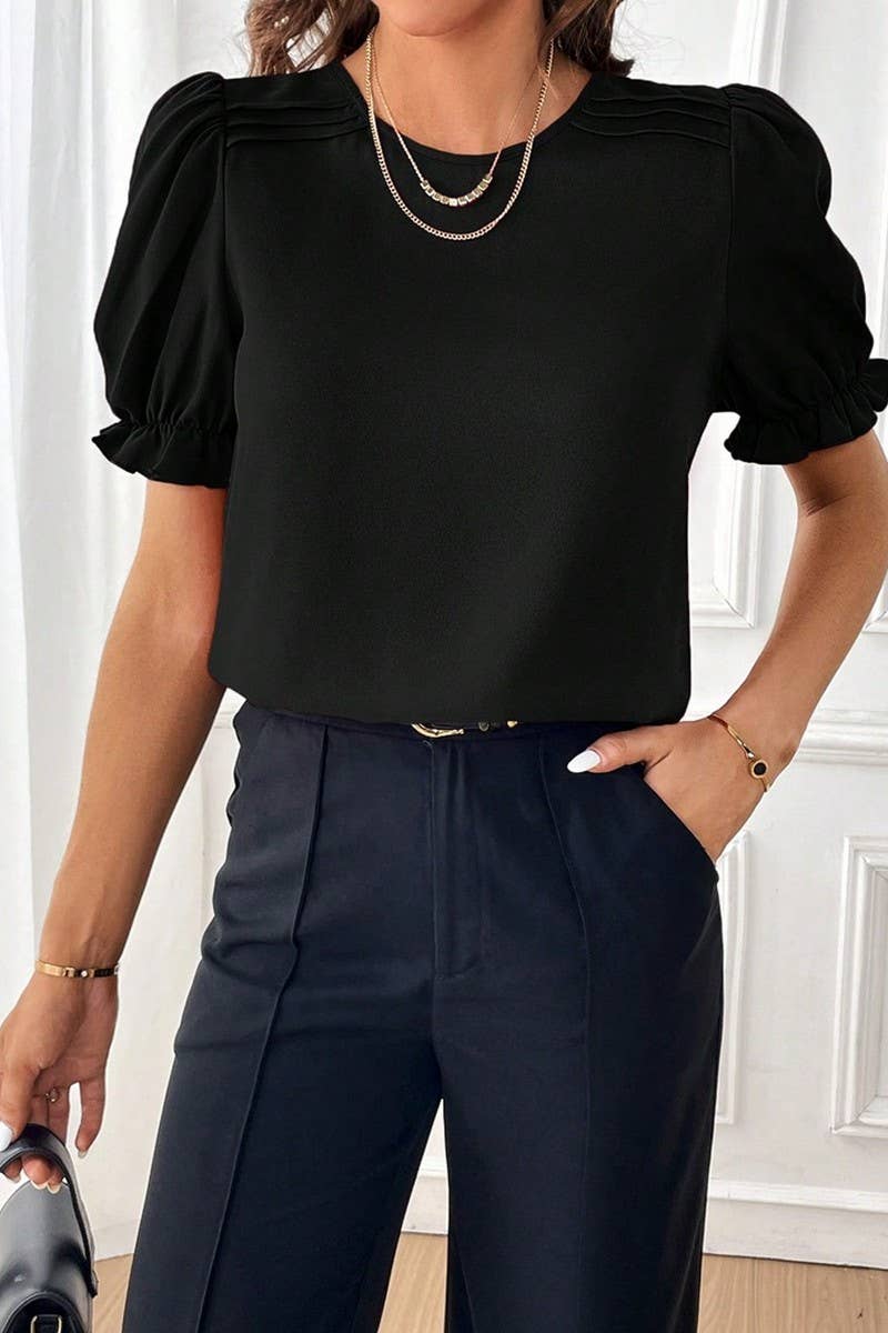 CWTTS1374_SUMMER FASHION TEMPERAMENT ROUND NECK SHIRT