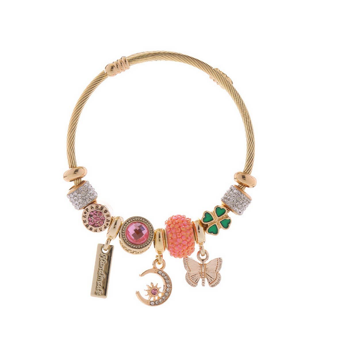 Trendy Moon & Butterfly Stainless Steel Bracelet