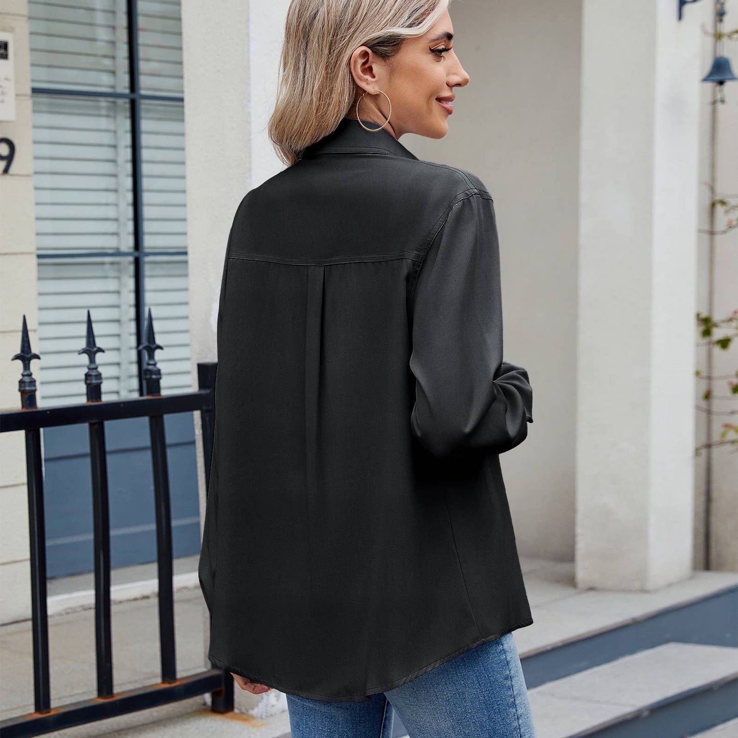 CASUAL BASIC SOLID COLOR LONG-SLEEVED SHIRT