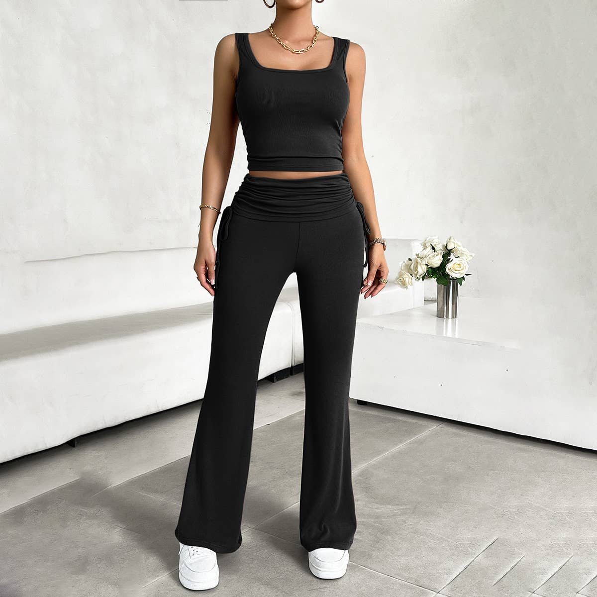 CASUAL SOLID COLOR SLIM-FIT VEST AND PANTS SUIT