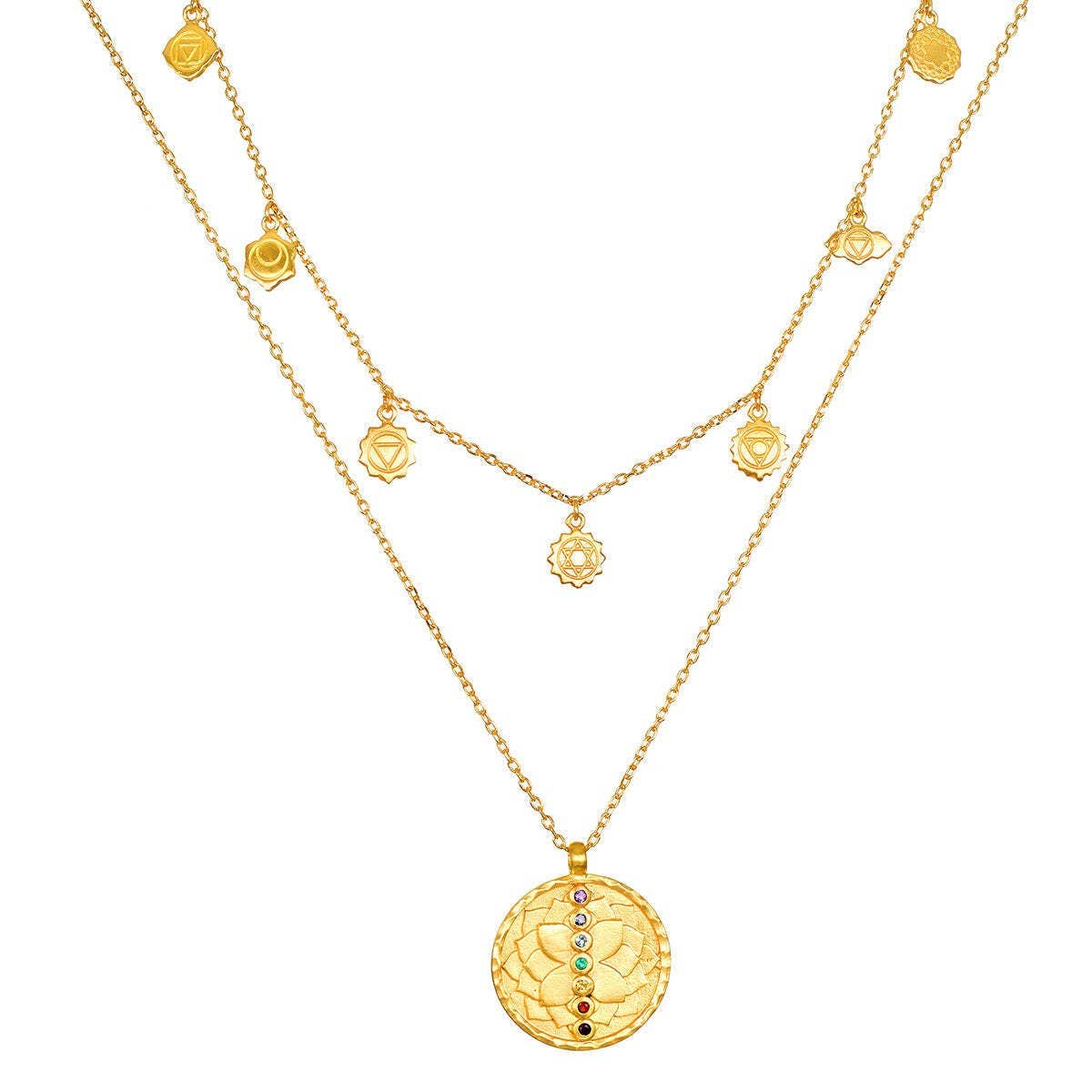 Sun and Moon Double Layered Evil Eye Necklace