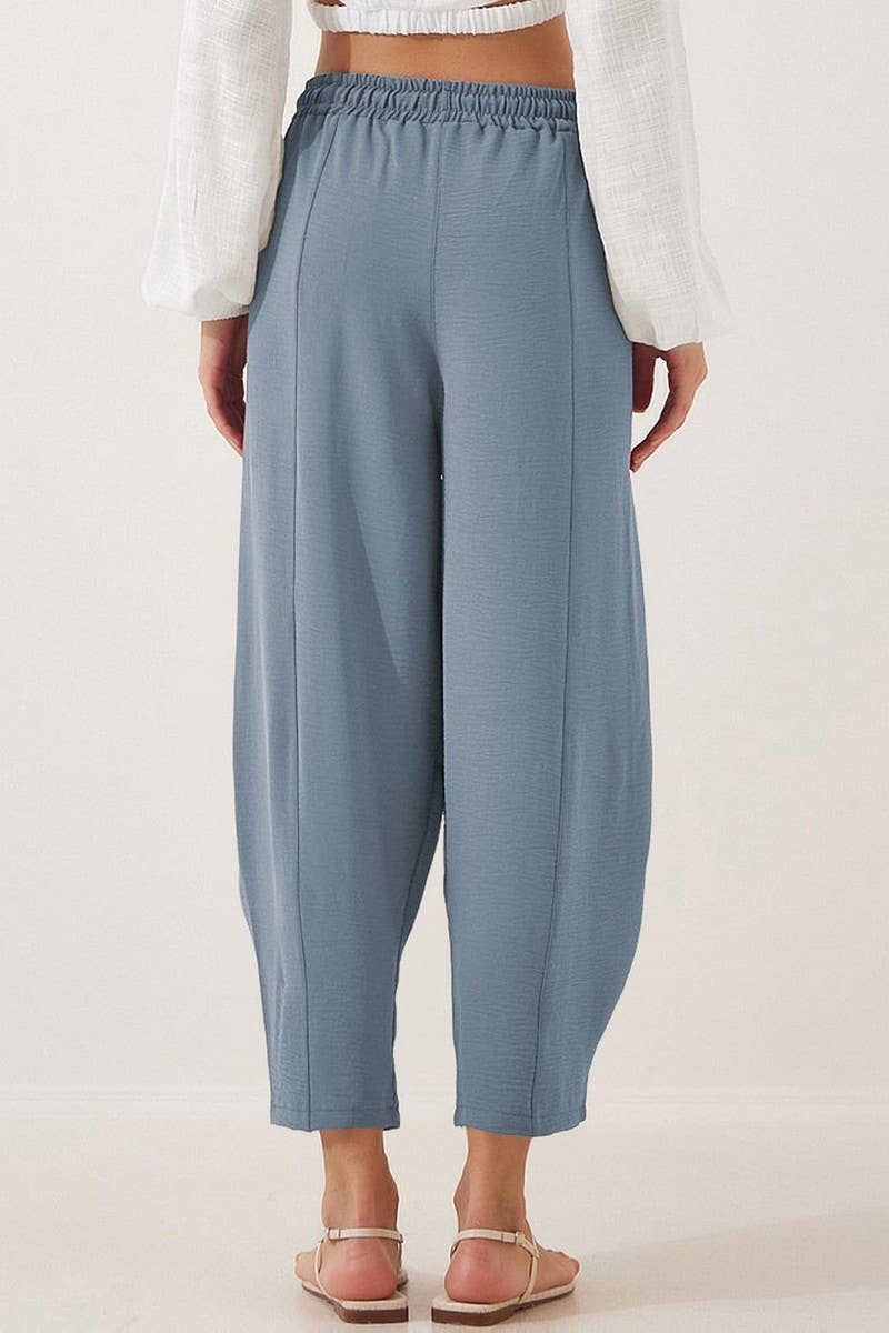 CWBLP1851_HIGH WAIST LOOSE DRAWSTRING POCKET TROUSERS