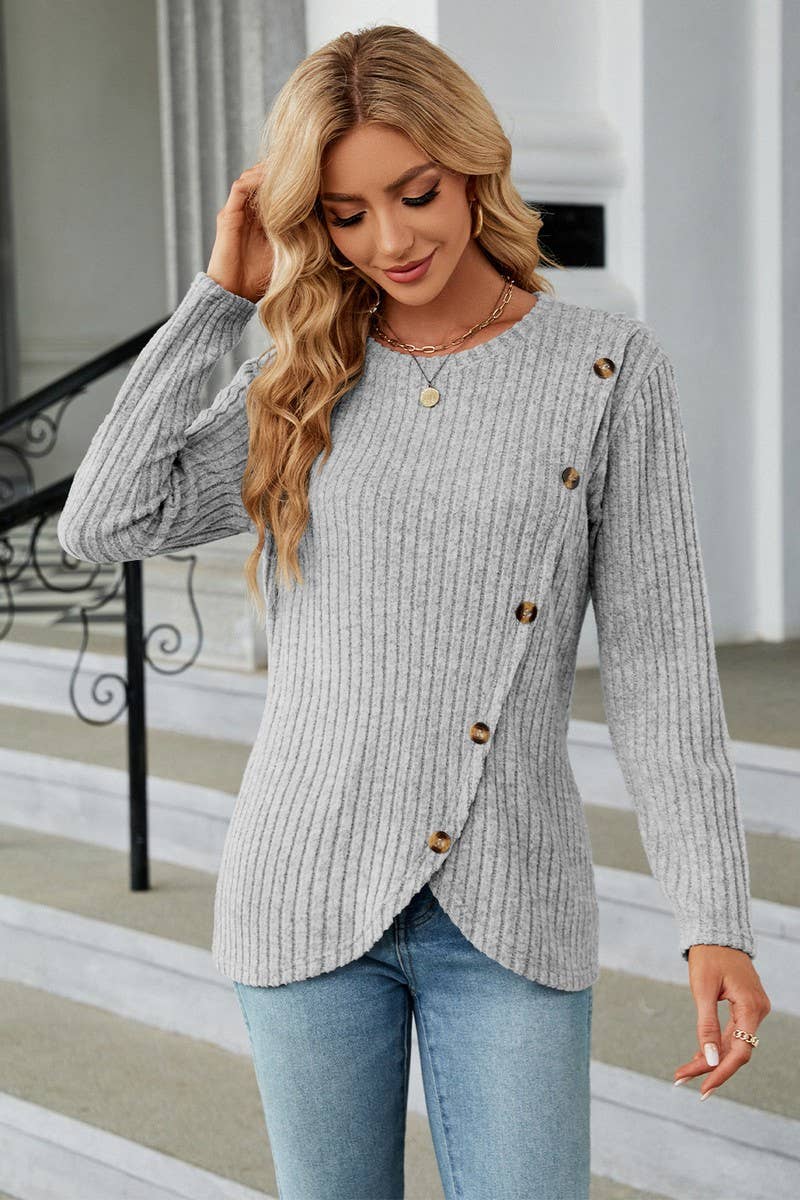 CWTBLL1114_LONG SLEEVE ROUND NECK TULIP HEM BOTTOMING SHIRT