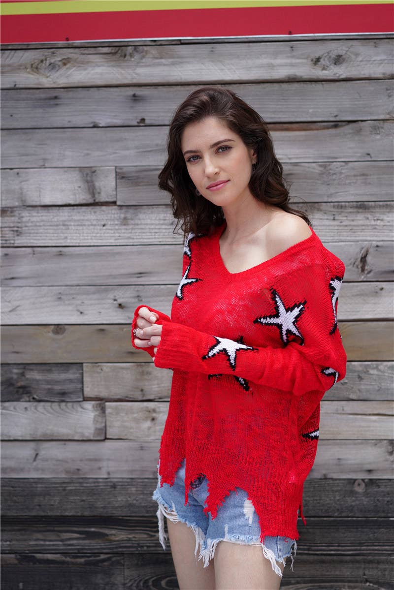 CREW NECK JUMPER GEOMETRIC LOOSE SWEATER