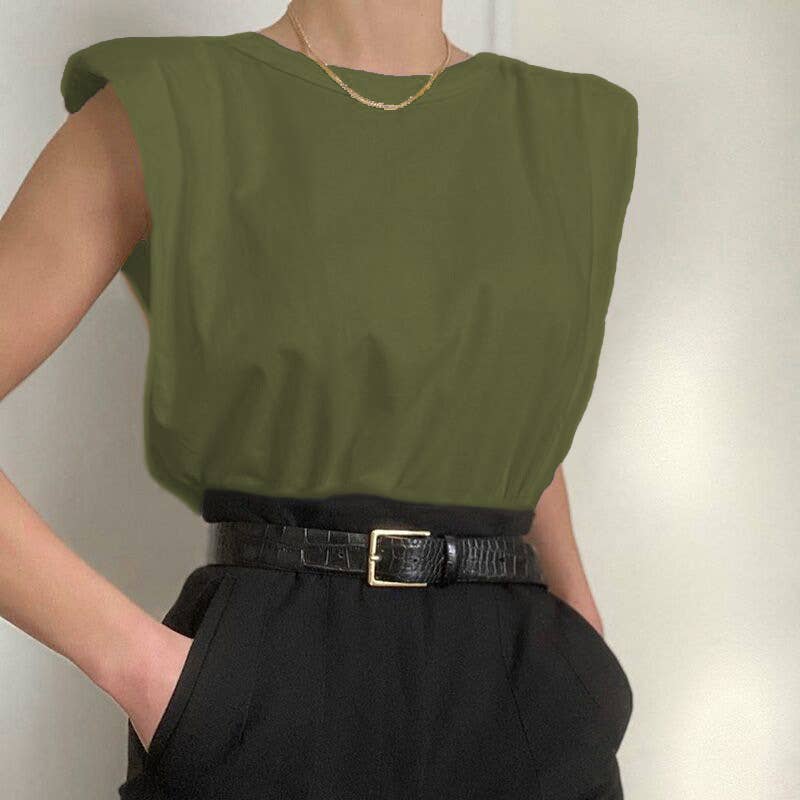 Fitting T-shirt with sleeveless shoulder pads