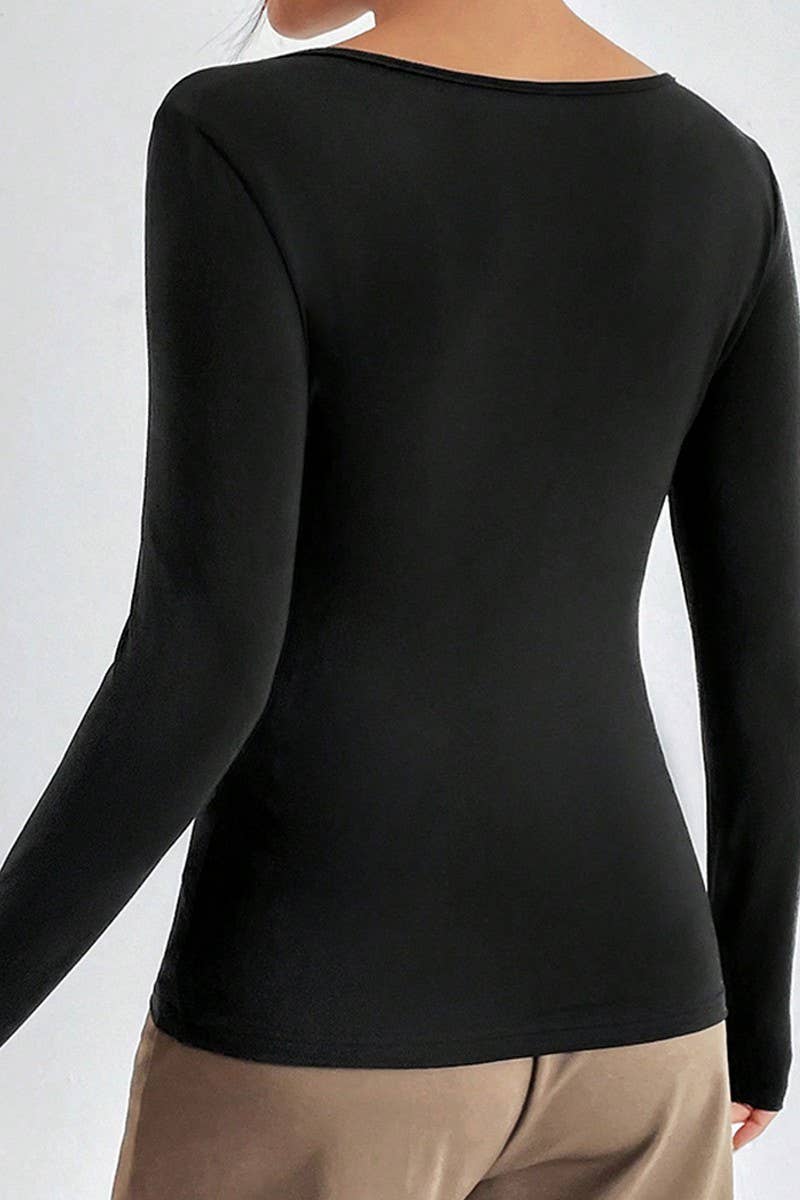 CWTBLL2729_SOLID COLOR LONG-SLEEVED COMMUTER BOTTOMING TOP