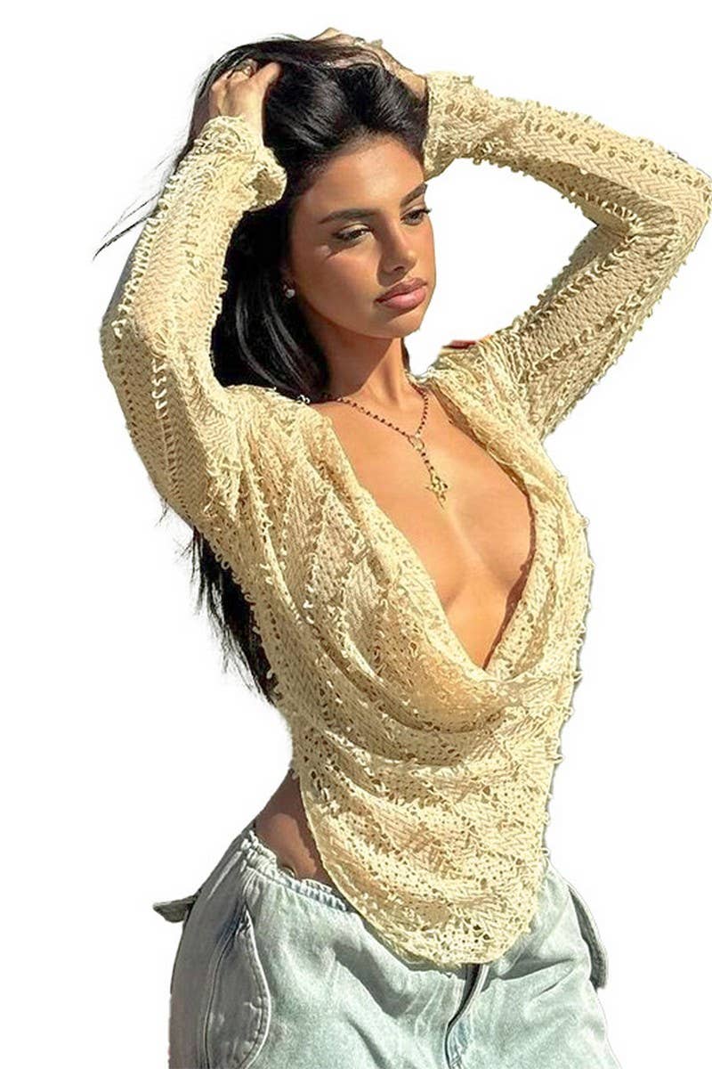 CWTBLL3294_SOLID COLOR LONG SLEEVE TOP WITH PUFF COLLAR