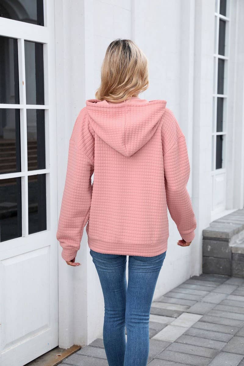 CWOHOL00659_CASUAL POCKET DRAWSTRING LONG SLEEVE HOODIE