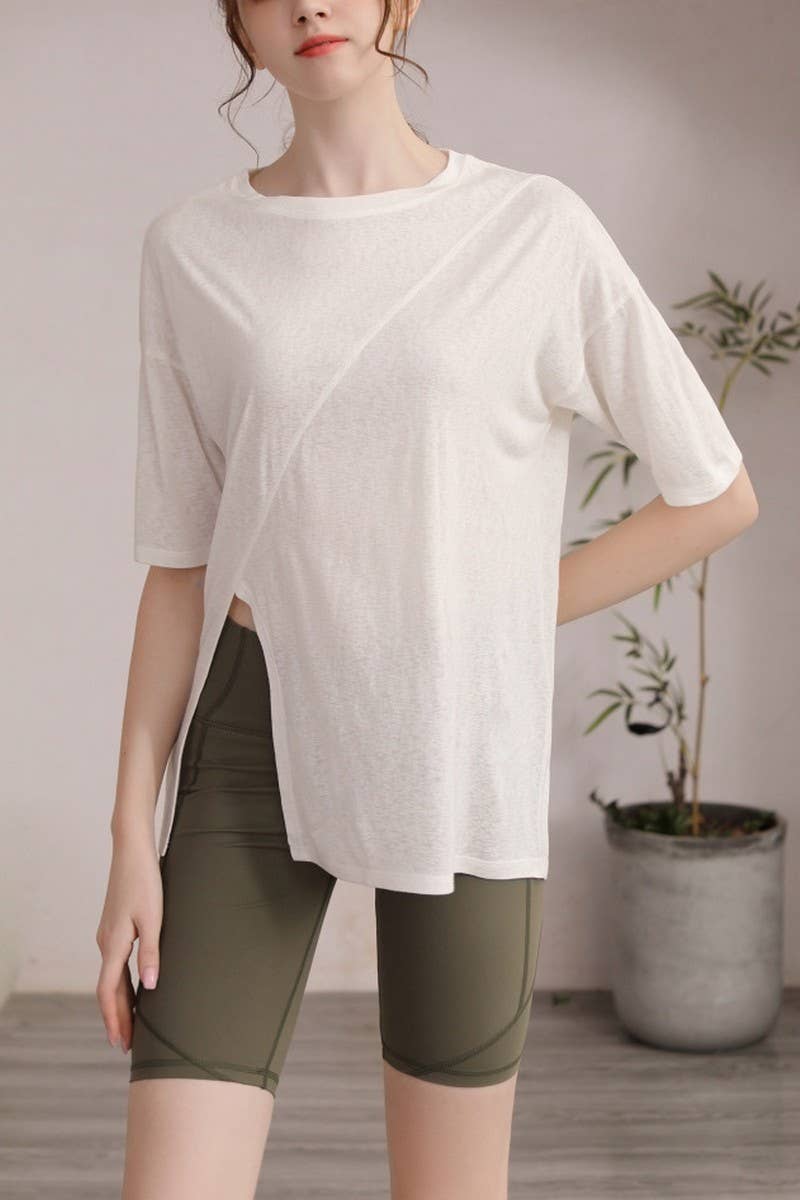 CWTSTS0393_ROUND NECK SHORT SLEEVE YOGA TOP