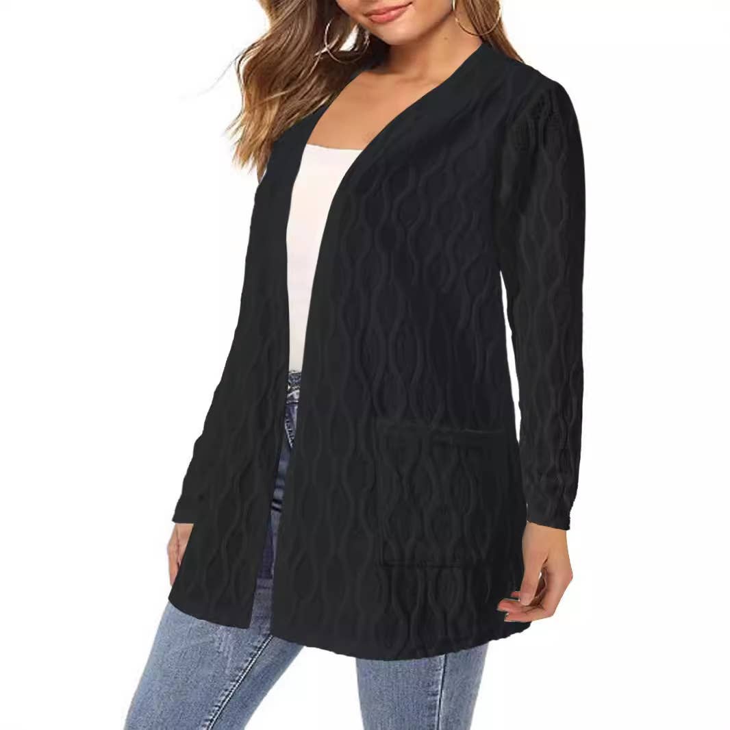 Casual and elegant long-sleeved knitted cardigan