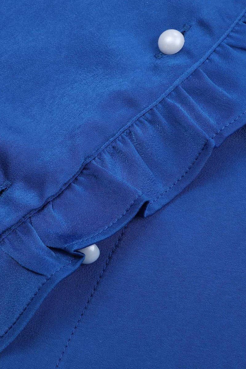 CWTBLS2041_SOLID COLOR RUFFLED LONG SLEEVE BLOUSE