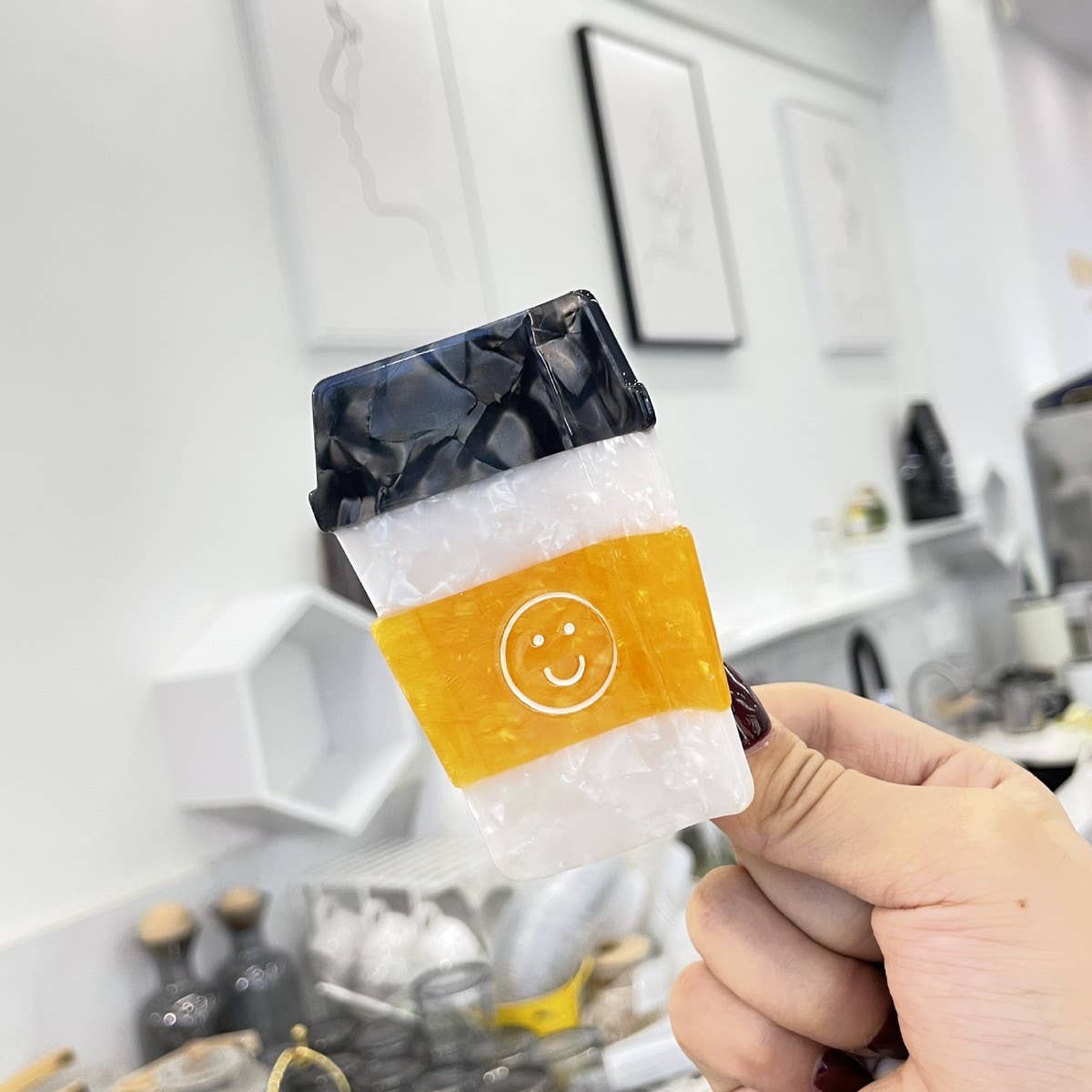 CWAHA4459_CUTE CARTOON GINGERBREAD MAN COFFEE CUP HAIRPIN