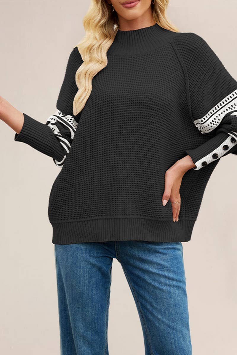 CWOSWL7021_KNITTED COLORBLOCK TURTLENECK SWEATER