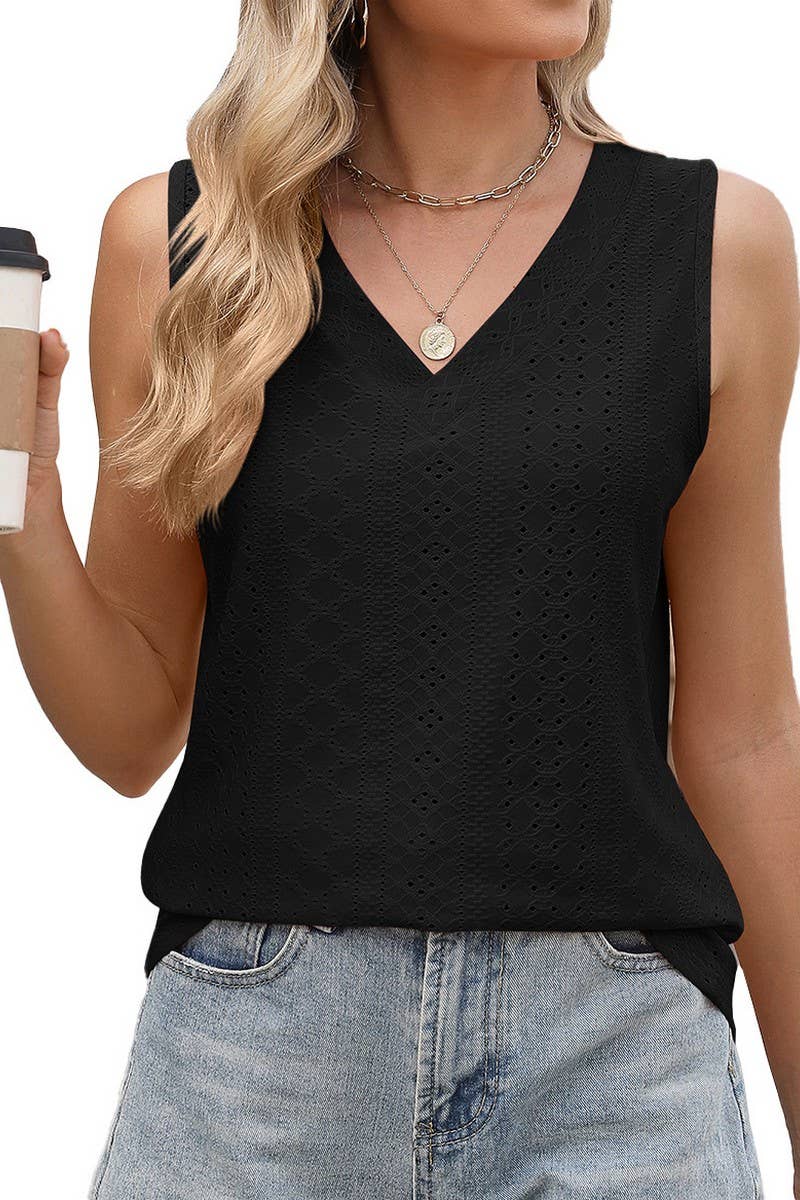 CWTTSL0306_SOLID COLOR V-NECK LOOSE BOTTOMING VEST