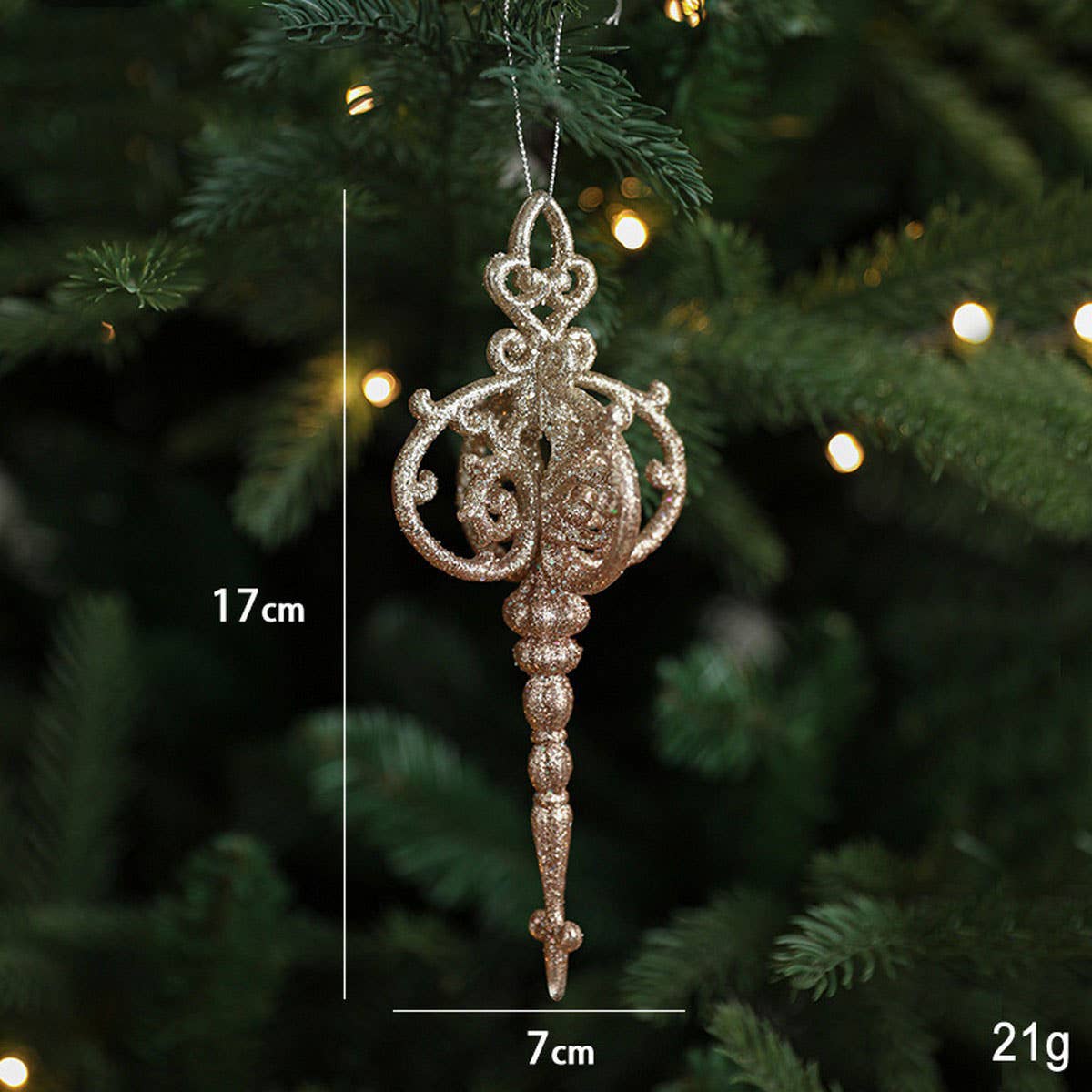Glitter Reindeer House Christmas Tree Ornament