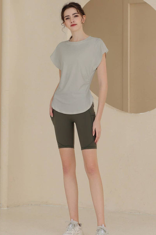 CWTSTS0394_ROUND NECK SHORT SLEEVE FITNESS YOGA TOP