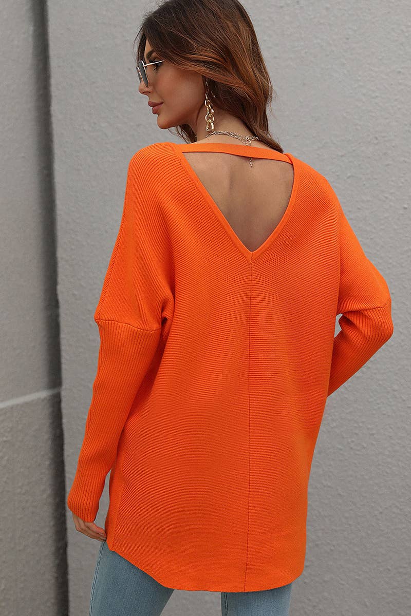 CWOSWL613  Oversized Long Sleeve V-Neck Pullover Sweater