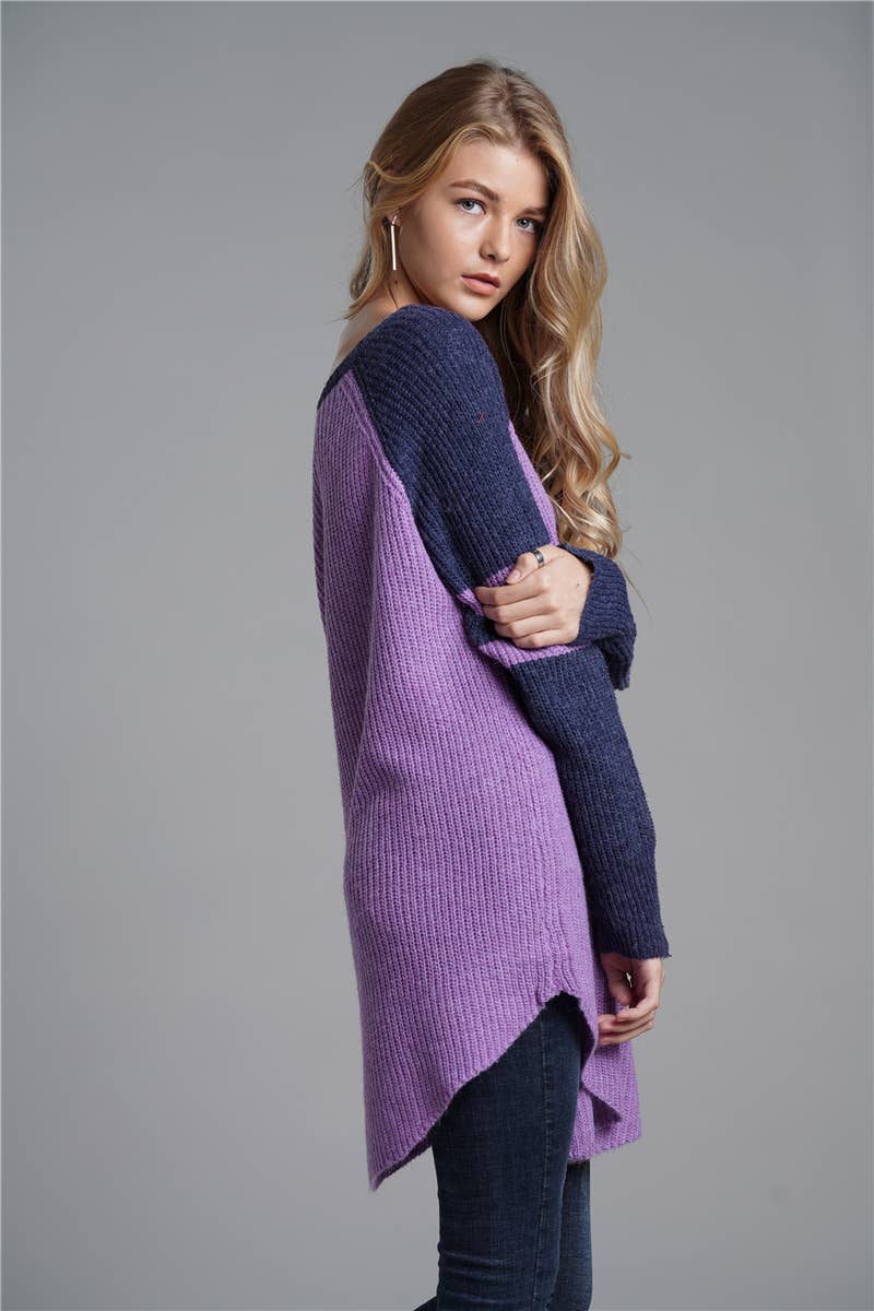 ALL-IN-ONE LONG LOOSE SOLID PULLOVER SWEATER