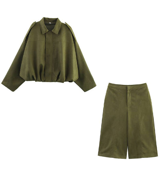 CWSBSL0163_SUEDE JACKET + SKIRT + SHORTS SET