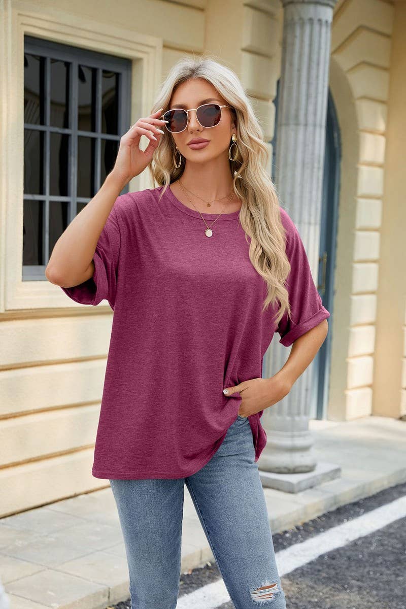 CWTTS0816_Round Neck Short Sleeve Knit Top