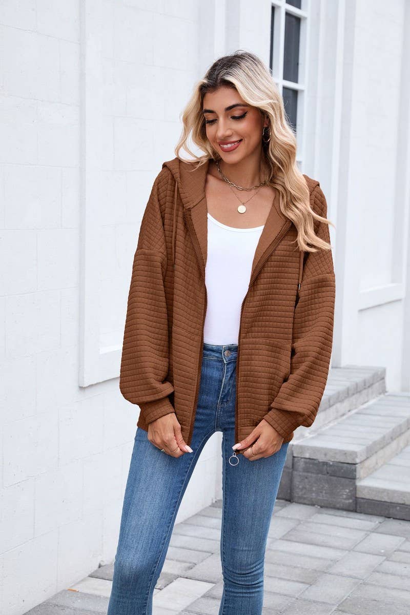 CWOHOL00660_SOLID COLOR ZIP-UP HOODED SWEATSHIRT JACKET