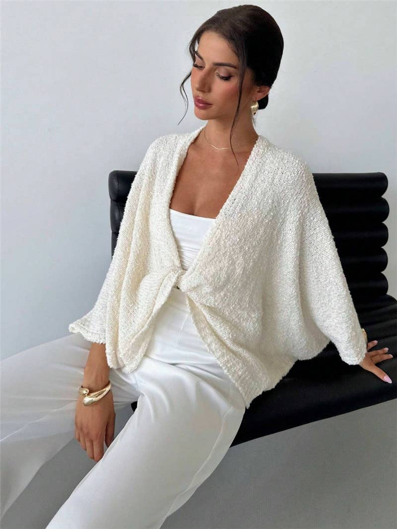 Cross design deep V-neck casual loose sweater