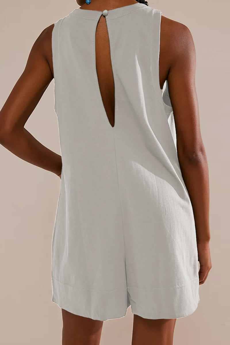 CWSJS1138_SUMMER SLEEVELESS CASUAL POCKET ROMPER