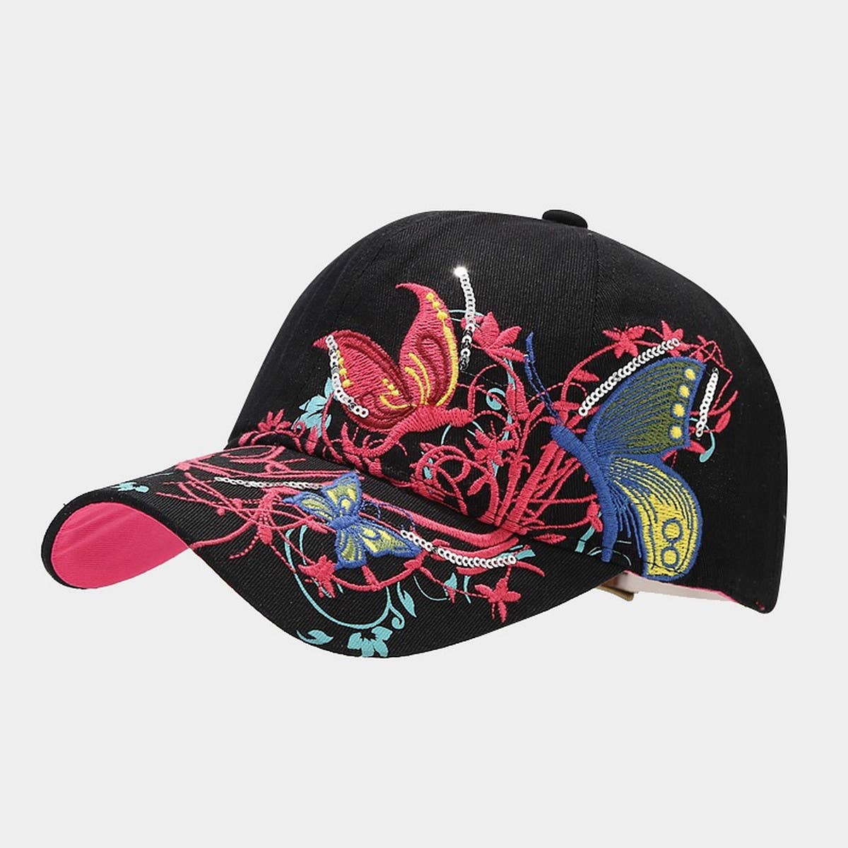 Butterfly Embroidery Baseball Cap, Women?™s Sun Hat CWAH1648