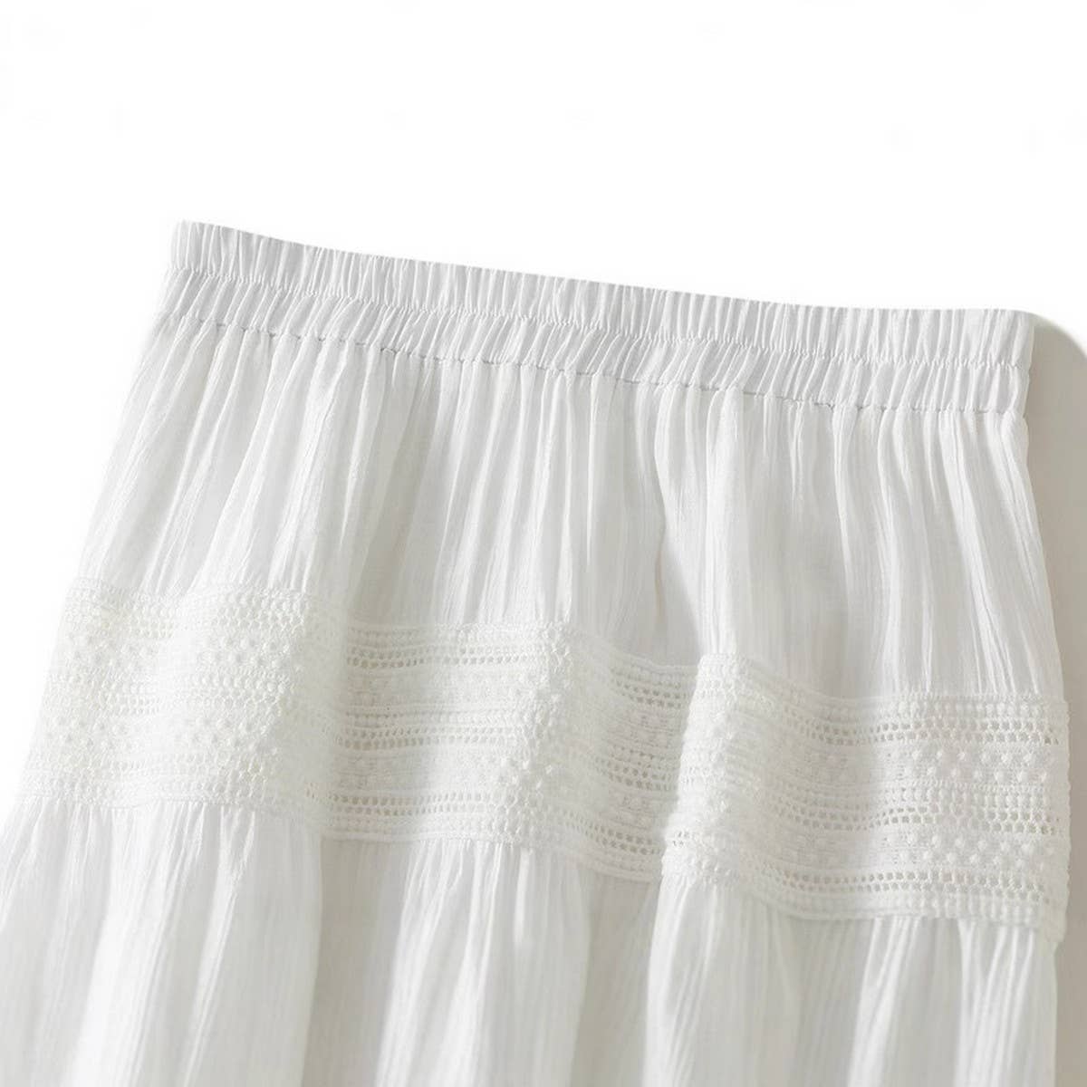 Lace Cake High-Waist Pleated Skirt with FlowingHem