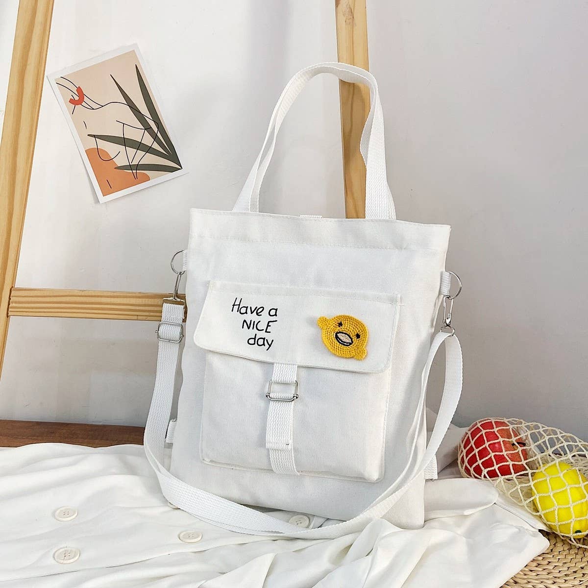 MULTI POCKET CANVAS BACKPACK TOTE BAG_CWAB1702
