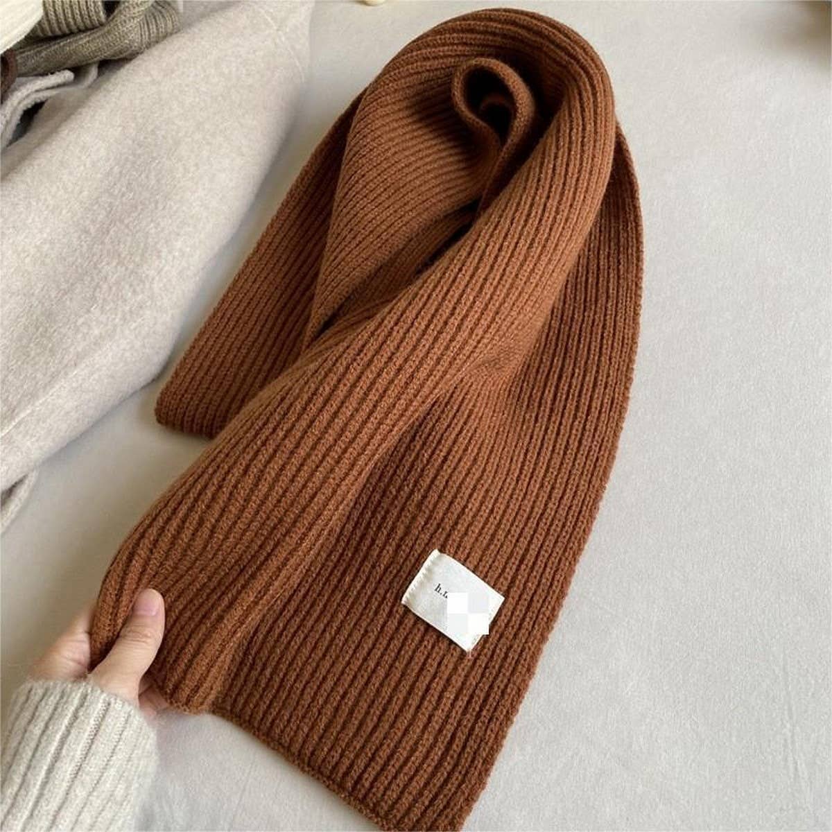 Plaid Knit Scarf - Soft Faux Cashmere Winter Wrap_CWASC1235
