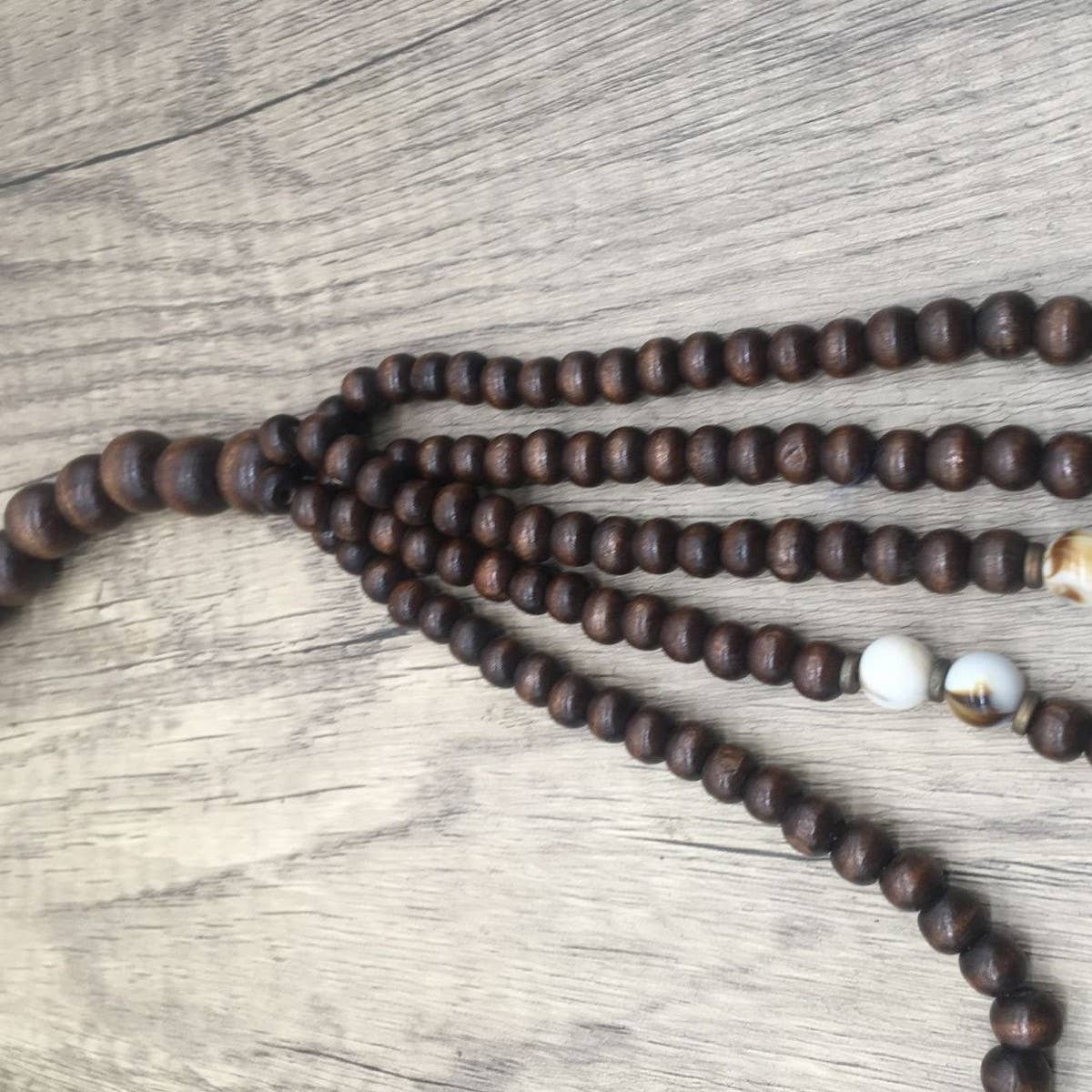 BOHEMIAN WOOD BEAD IMITATION TURQUOISE NECKLACE_CWMM4862
