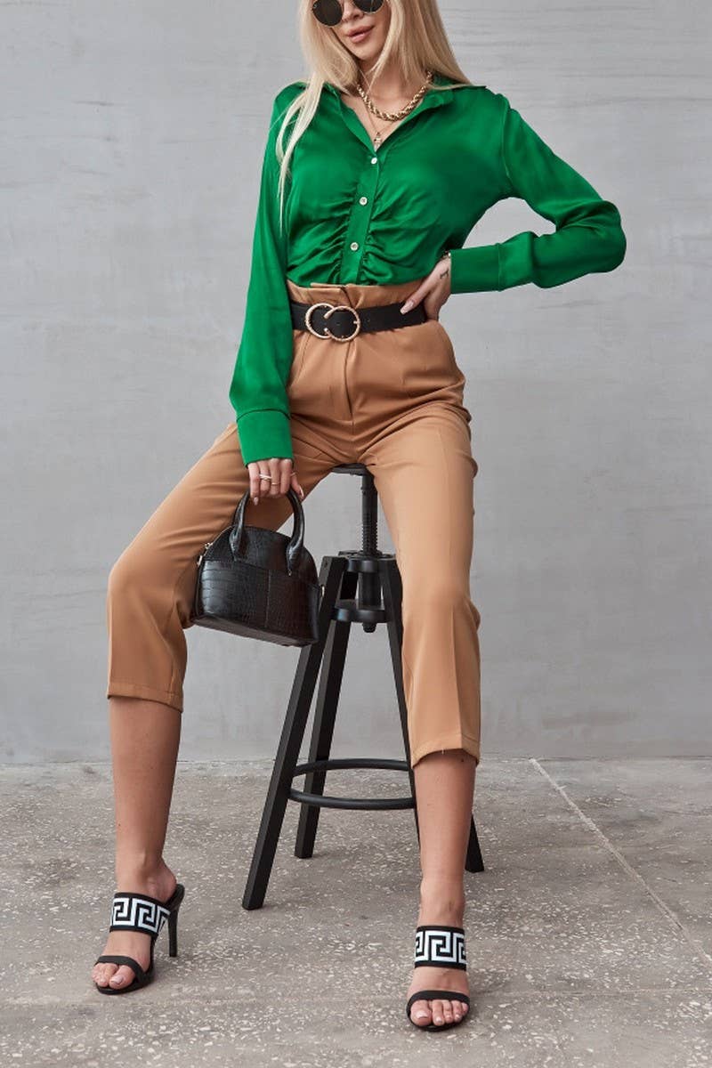 CWTBLL3697_SPRING AND AUTUMN PURE COLOR ELEGANT SHIRT