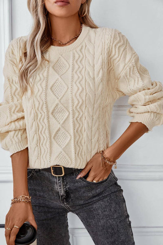 CWOSWL2837_SOLID COLOR TWISTED LONG SLEEVE PULLOVER SWEATER