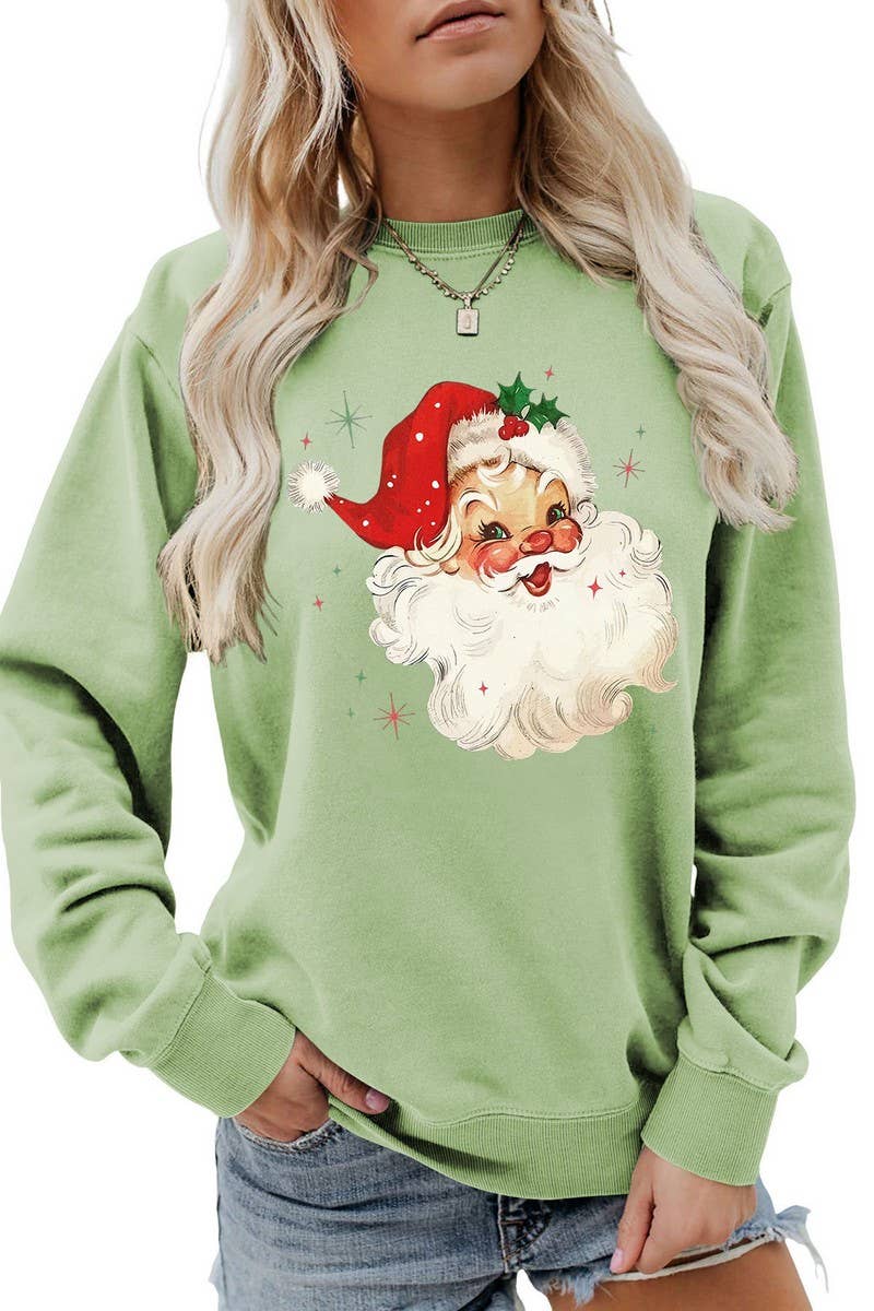 CWTBLL01324_SANTA CLAUS HEAD PATTERN PULLOVER SWEATSHIRT