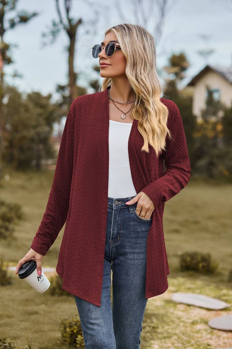 CWOCAL2127_SOLID COLOR BUTTON-DOWN LONG SLEEVE CARDIGAN
