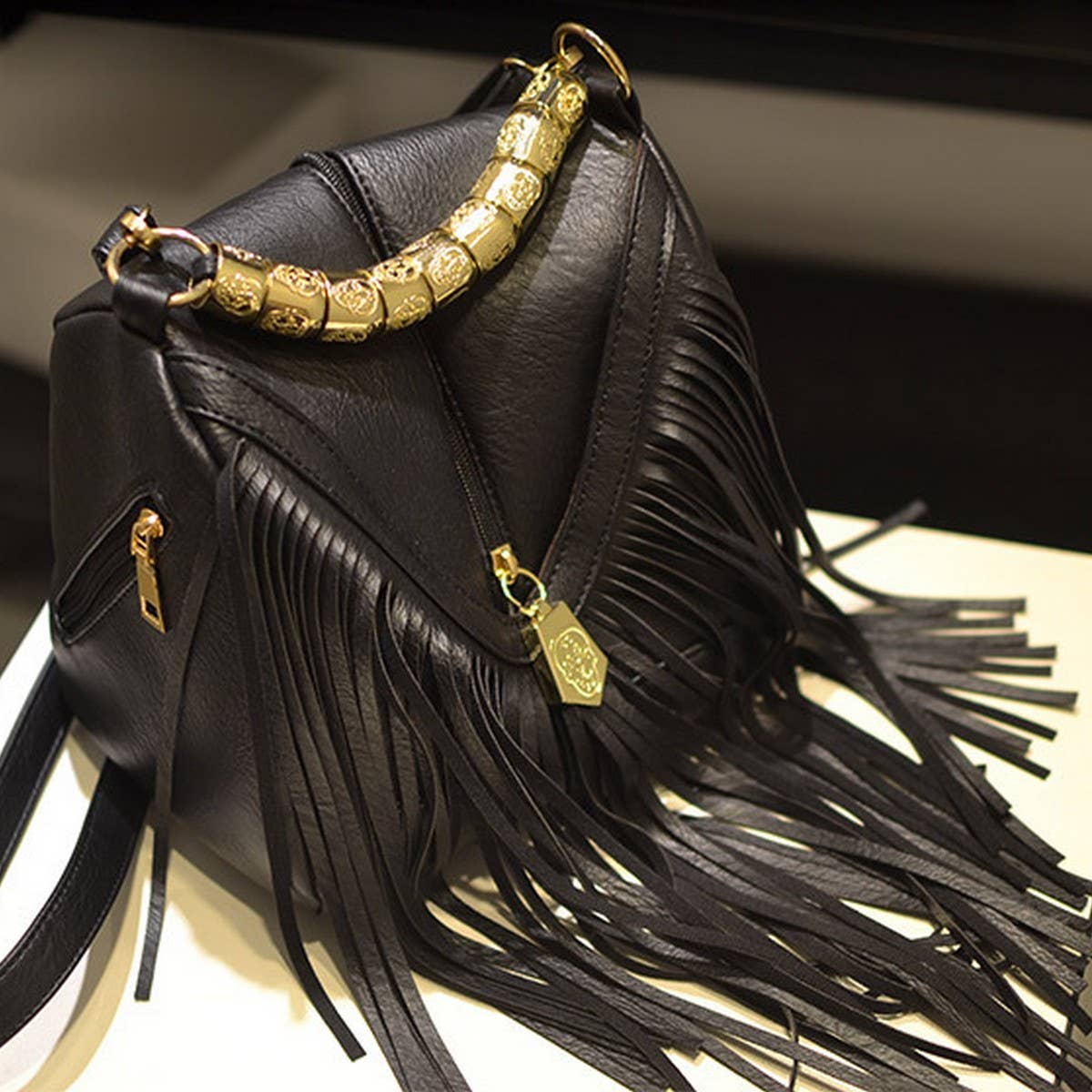 CWAB4541_BUCKET TASSEL HAND SHOULDER CROSSBODY BAG