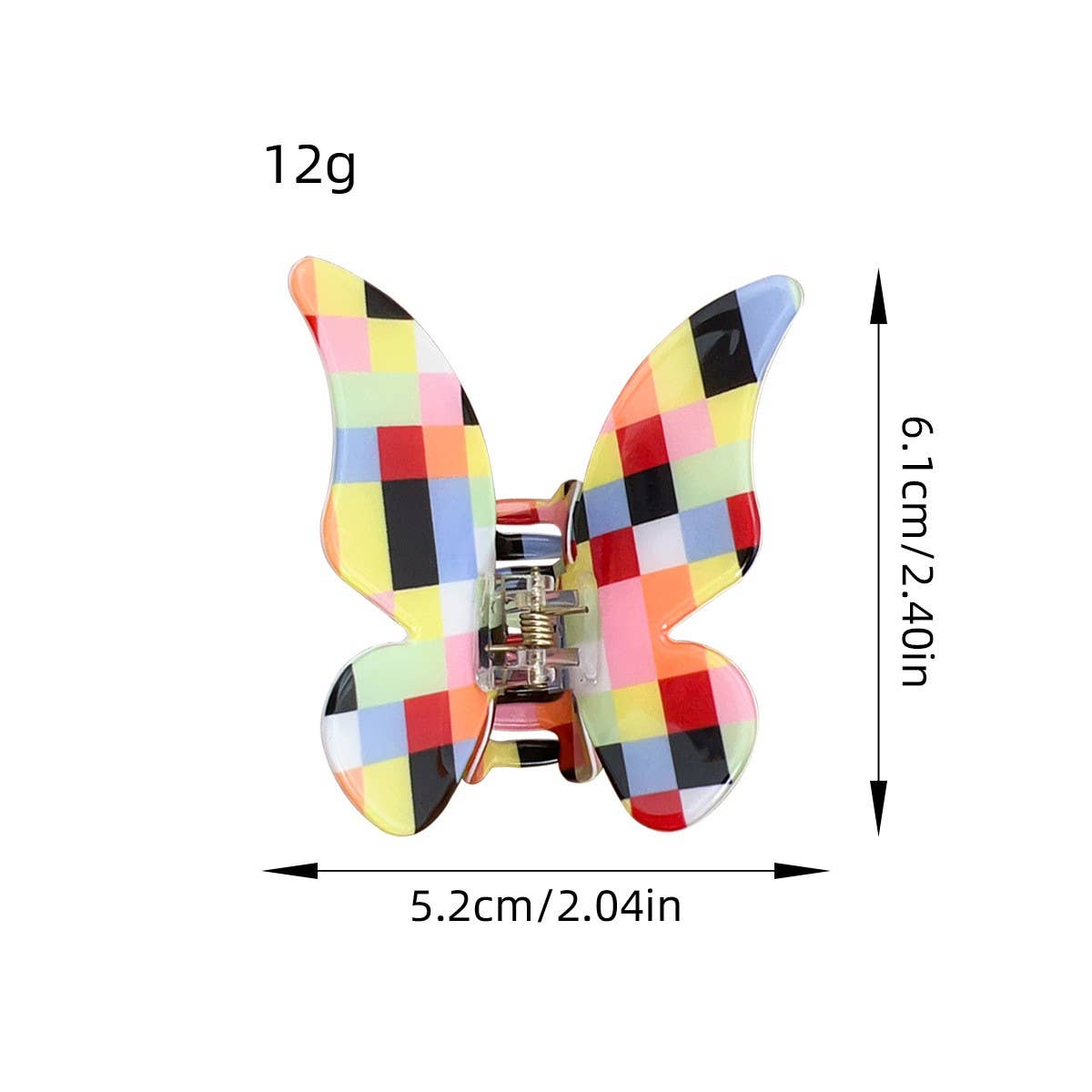 Colorful Plaid PVC Hair Claw Butterfly Color-Block_CWAHA1592
