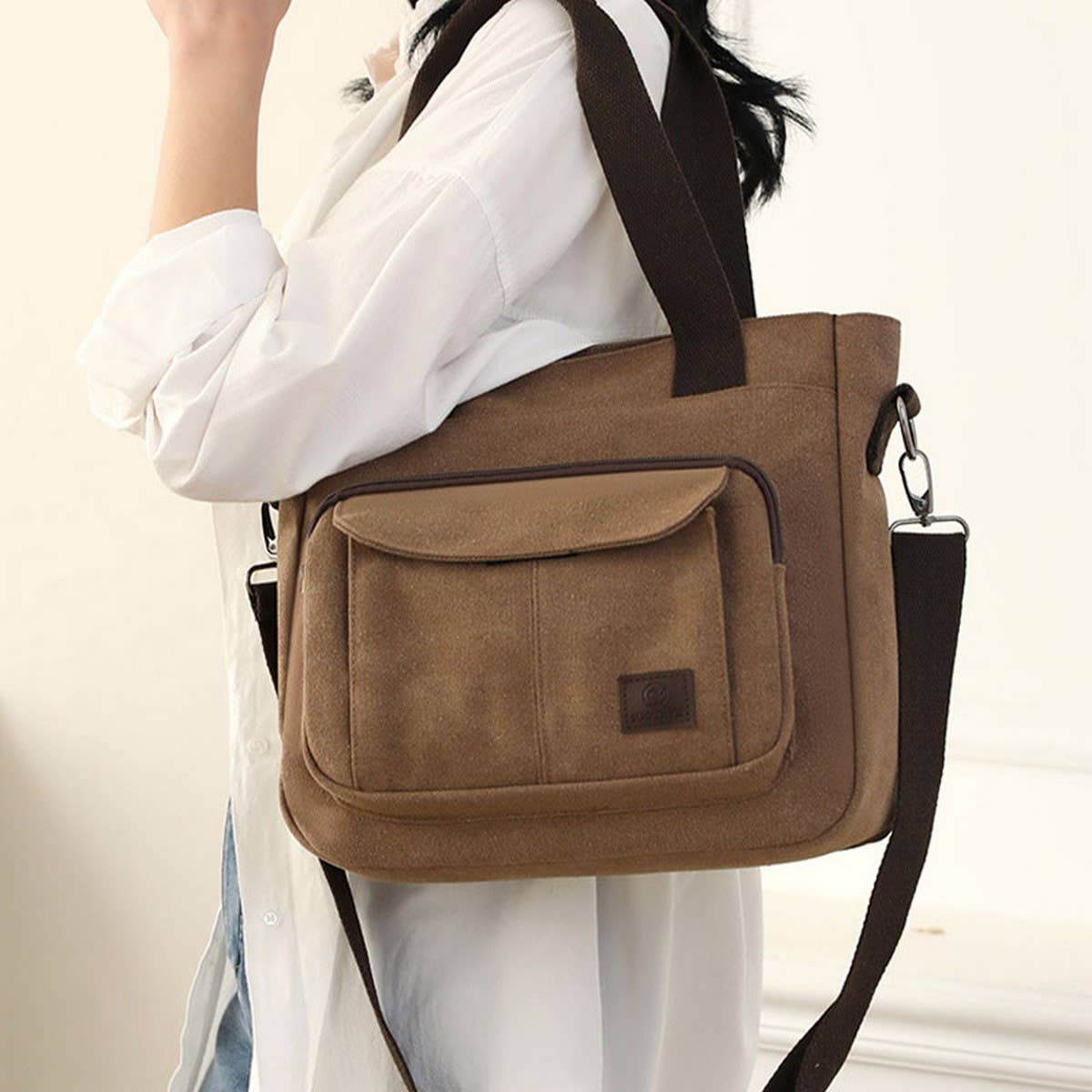 RETRO CASUAL CANVAS SHOULDER MESSENGER BAG_CWAB3483