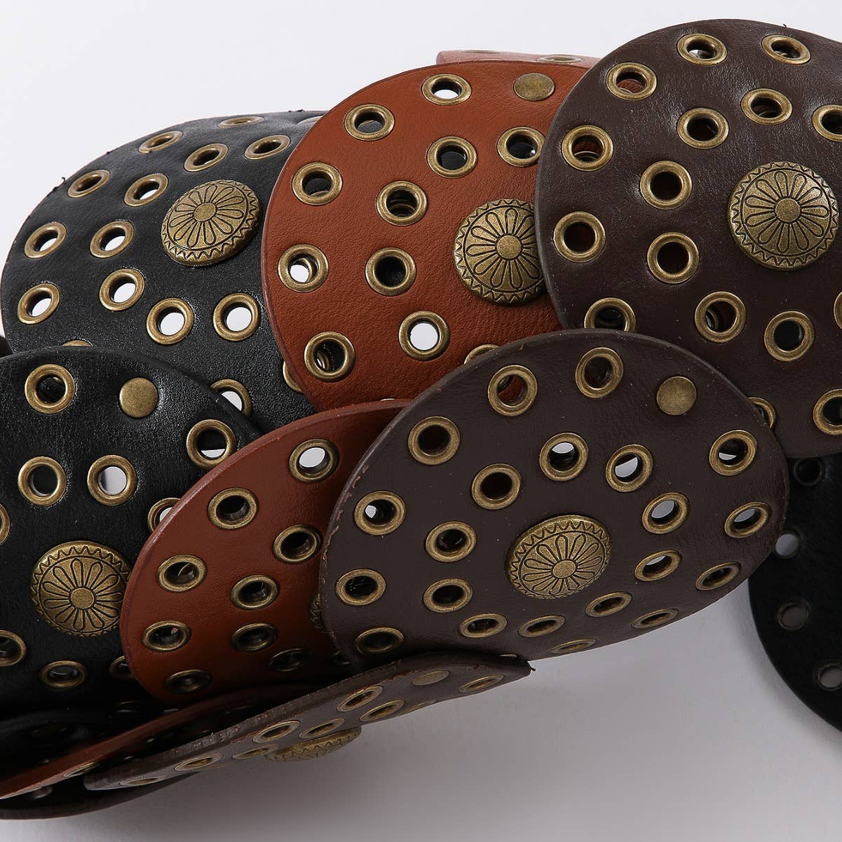 Exaggerated decorative circular metal wide belt