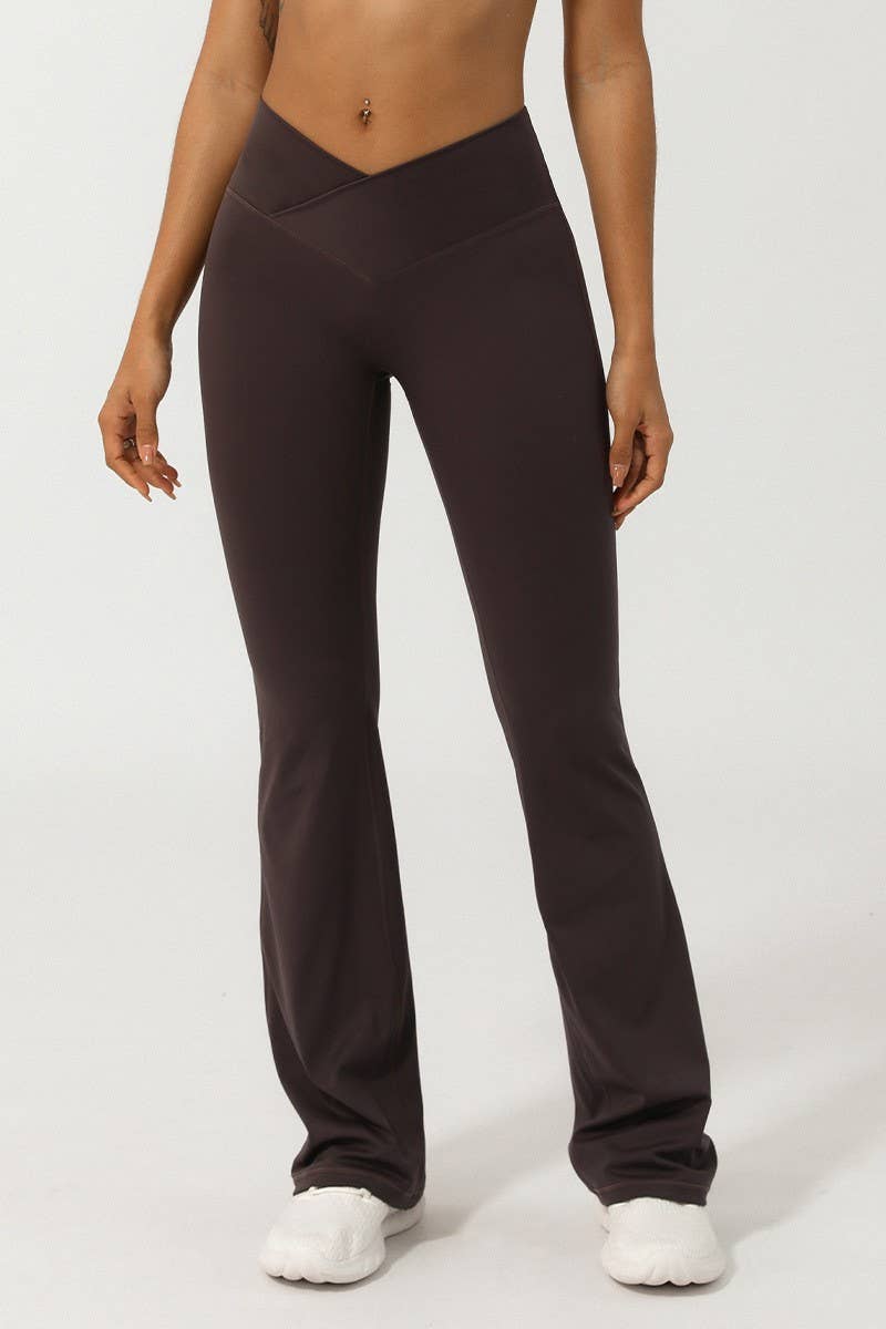 CWBLP1230_V WAIST CROSS FITNESS SPORTS YOGA FLARED PANTS